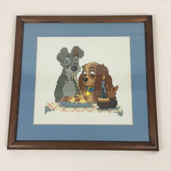 Lady and the Tramp Cross Stitch Complete Framed - Picture 1 of 5
